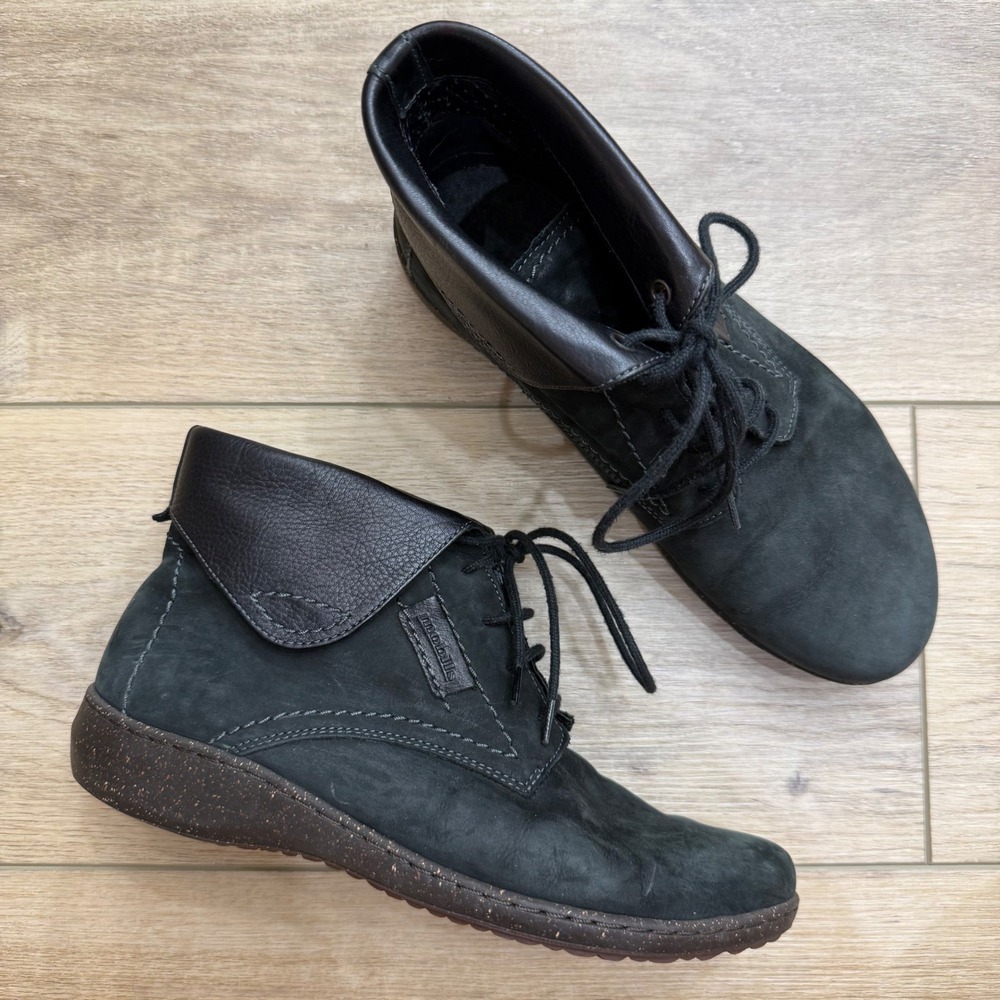 Mephisto Mobils Marylin Black Nubuck Leather Ankle Boots 07 Womens US 7.5 EUR 5